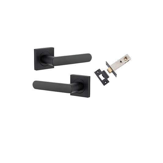 Iver Door Lever Osaka Rose Square Matt Black Passage Kit