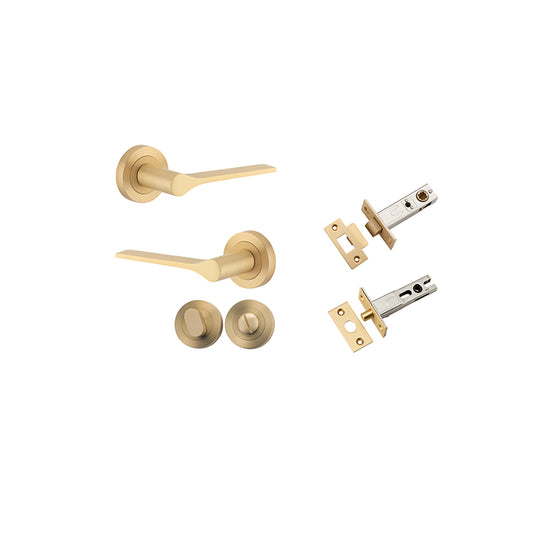 Iver Door Lever Como Rose Round Brushed Brass Privacy Kit