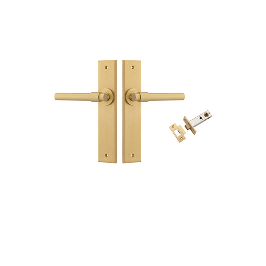 Iver Door Lever Helsinki Chamfered Brushed Brass Passage Kit