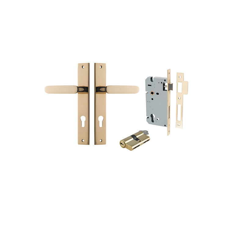 Iver Door Lever Bronte Rectangular Polished Brass Key / Key Entrance Kit