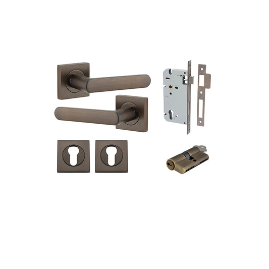 Iver Door Lever Osaka Rose Square Signature Brass Key / Key Entrance Kit