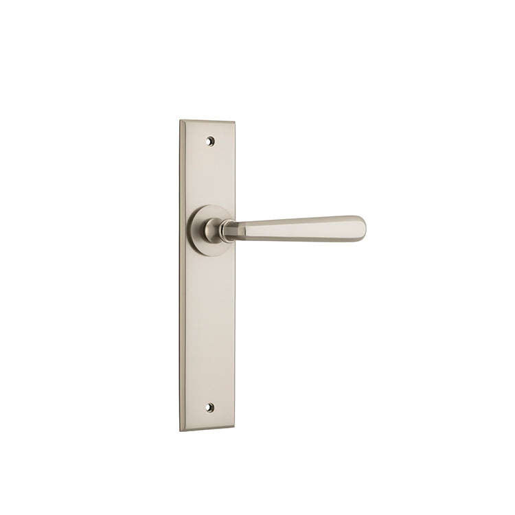 Iver Door Lever Copenhagen Chamfered Latch Pair Satin Nickel L120xP59mm BPH240xW50mm