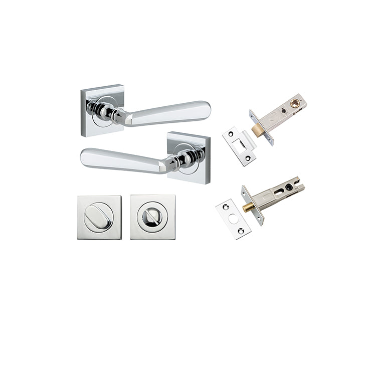 Iver Door Lever Copenhagen Rose Square Polished Chrome Privacy Kit