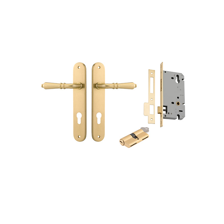 Iver Door Lever Sarlat Oval Brusged Gold PVD Key / Key Entrance Kit