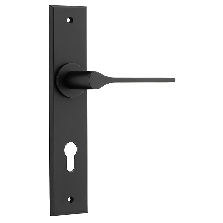 Iver Door Lever Como Chamfered Euro Pair Matt Black CTC85mm L119xP61mm BPH240xW50mm