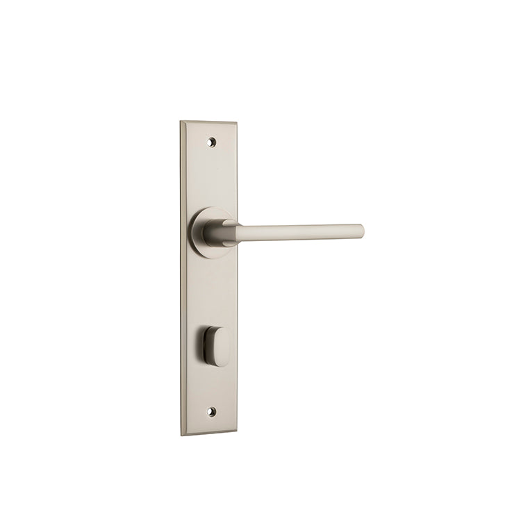 Iver Door Lever Baltimore Chamfered Privacy Pair Satin Nickel CTC85mm L118xP56mm BPH240xW50mm