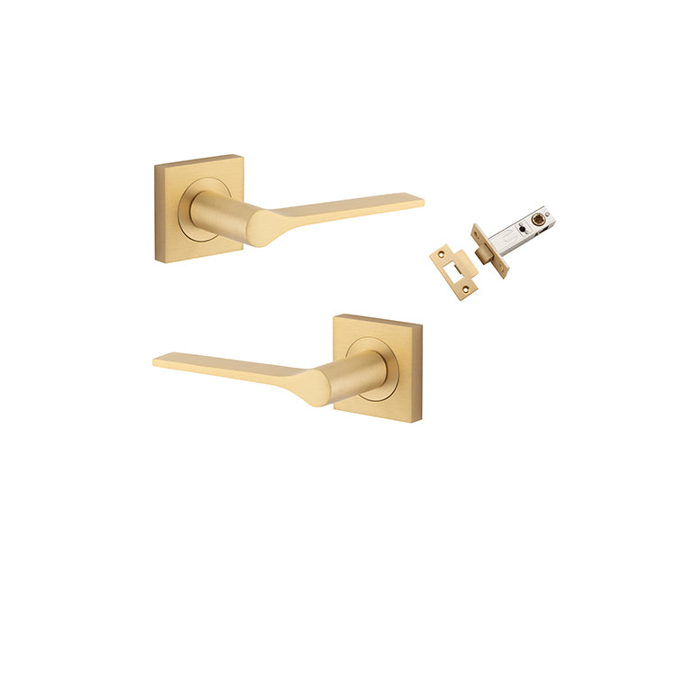 Iver Door Lever Como Rose Square Brushed Brass Passage Kit