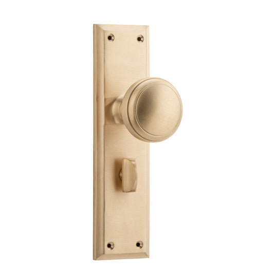 Tradco Door Knob Milton Privacy Pair Satin Brass H200xW50xP73mm with privacy adaptor