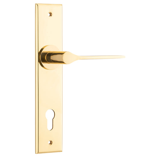 Iver Door Lever Como Chamfered Euro Pair Polished Brass CTC85mm L119xP61mm BPH240xW50mm