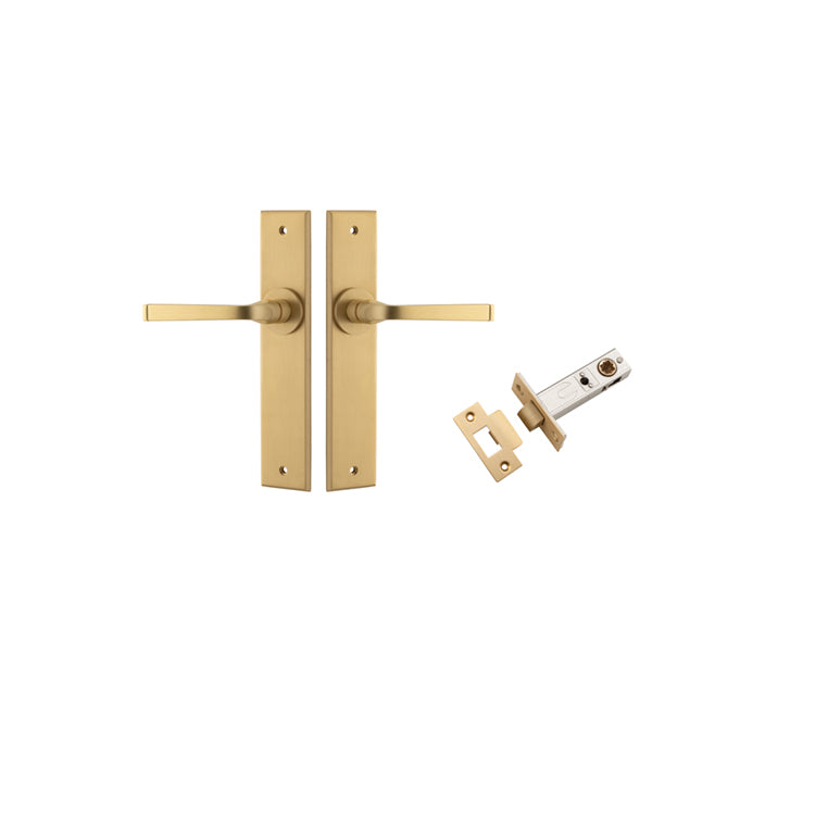 Iver Door Lever Annecy Chamfered Brushed Brass Passage Kit