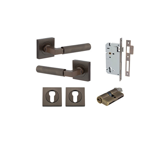 Iver Door Lever Brunswick Rose Square Signature Brass Key / Key Entrance Kit