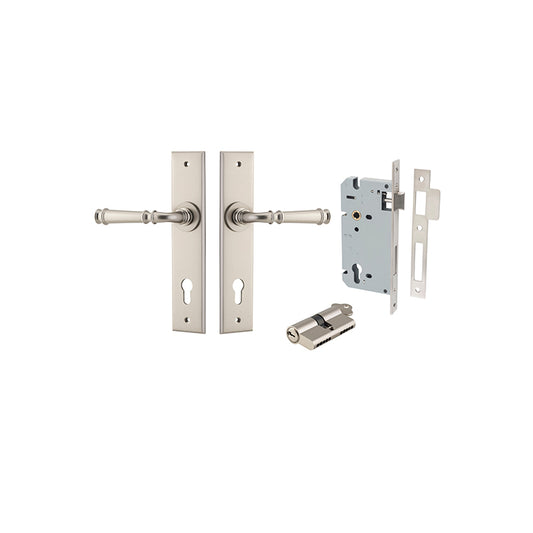 Iver Door Lever Verona Chamfered Satin Nickel Key / Key Entrance Kit