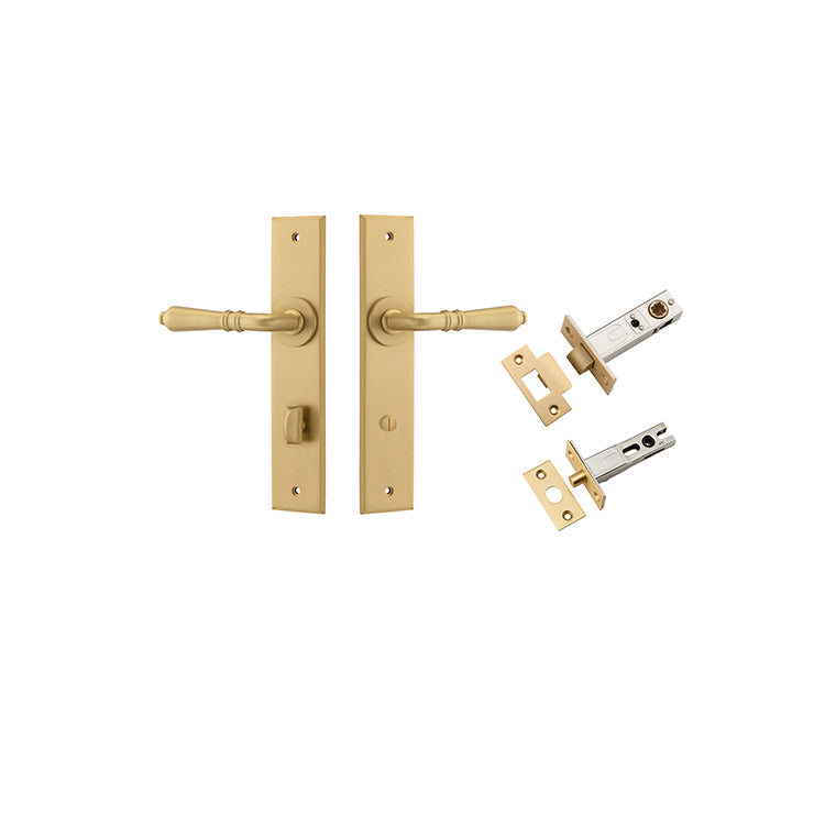 Iver Door Lever Sarlat Chamfered Brushed Brass Privacy Kit