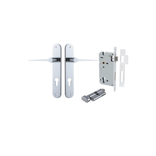 Iver Door Lever Como Oval Polished Chrome Key / Thumb Entrance Kit