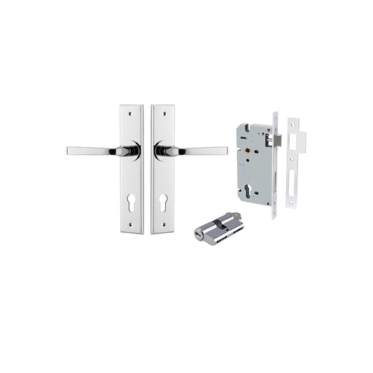 Iver Door Lever Annecy Chamfered Polished Chrome Key / Key Entrance Kit