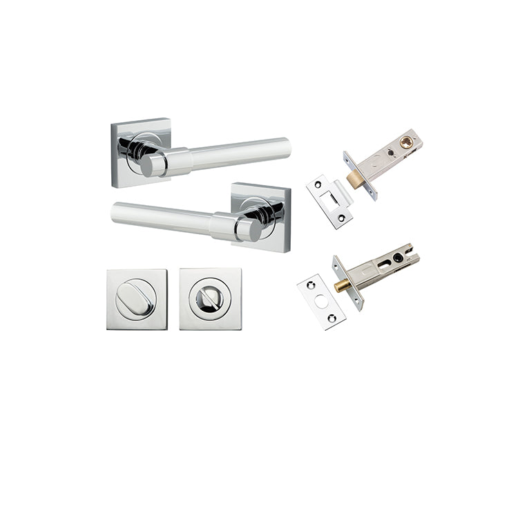 Iver Door Lever Helsinki Rose Square Polished Chrome Privacy Kit