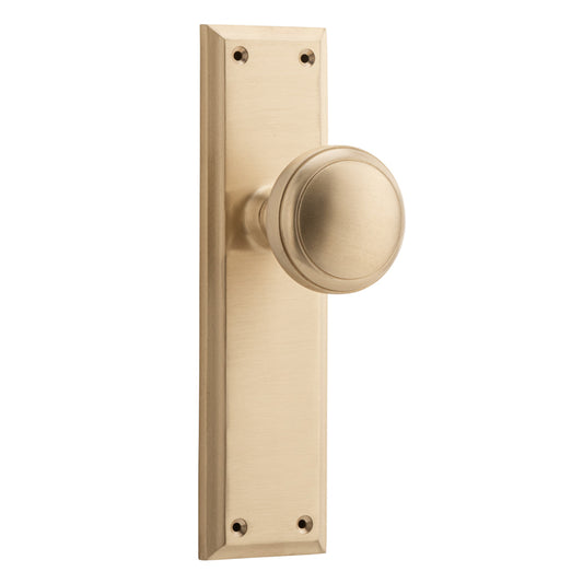 Tradco Door Knob Milton Latch Pair Satin Brass H200xW50xP73mm