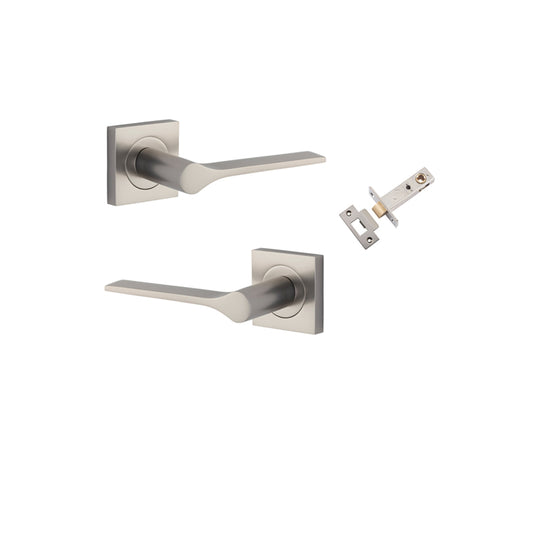 Iver Door Lever Como Rose Square Satin Nickel Passage Kit