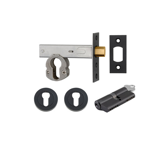 Iver Mortice Deadbolt Euro Matt Black Backset 60mm Key/Key Escutcheon Round Kit - Preorder for Late Jan 2025