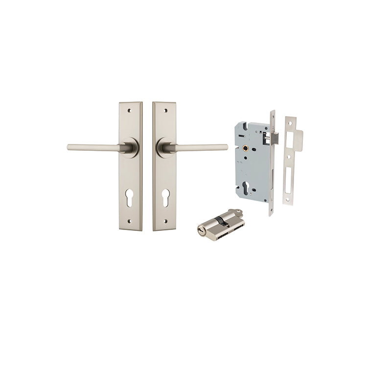 Iver Door Lever Baltimore Chamfered Satin Nickel Key / Key Entrance Kit