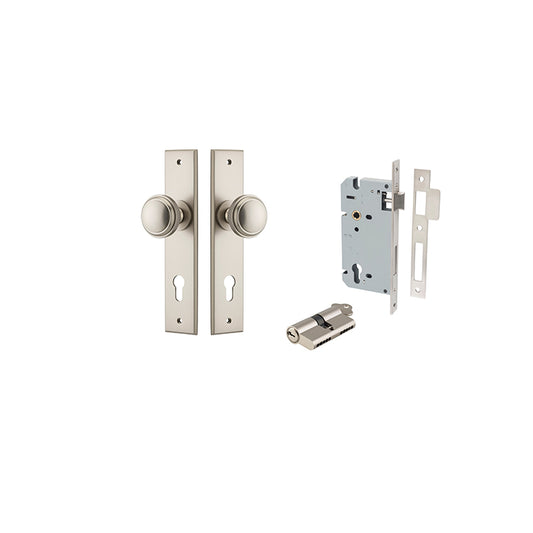 Iver Door Knob Paddington Chamfered Satin Nickel Key / Key Entrance Kit