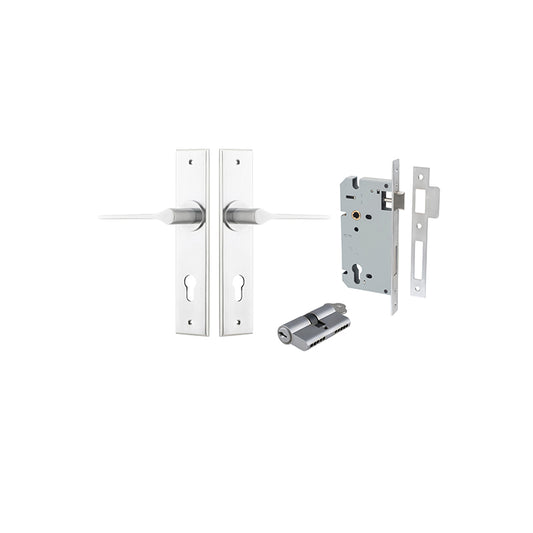 Iver Door Lever Como Chamfered Brushed Chrome Key / Key Entrance Kit