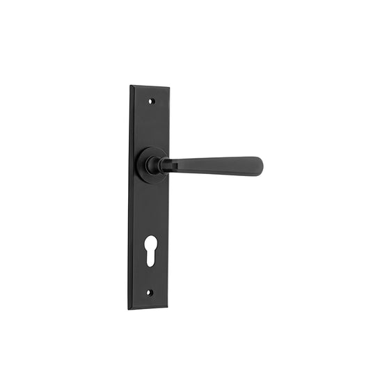 Iver Door Lever Copenhagen Chamfered Euro Pair Matt Black CTC85mm L120xP59mm BPH240xW50mm