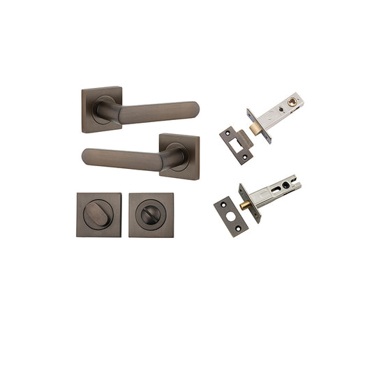 Iver Door Lever Osaka Rose Square Signature Brass Privacy Kit