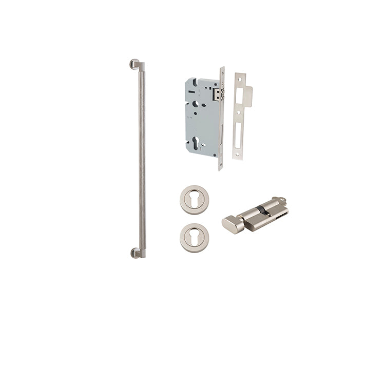 Iver Pull Handle Brunswick Satin Nickel CTC600mm Key / Thumb Entrance Kit