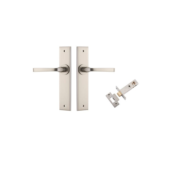 Iver Door Lever Annecy Chamfered Satin Nickel Passage Kit