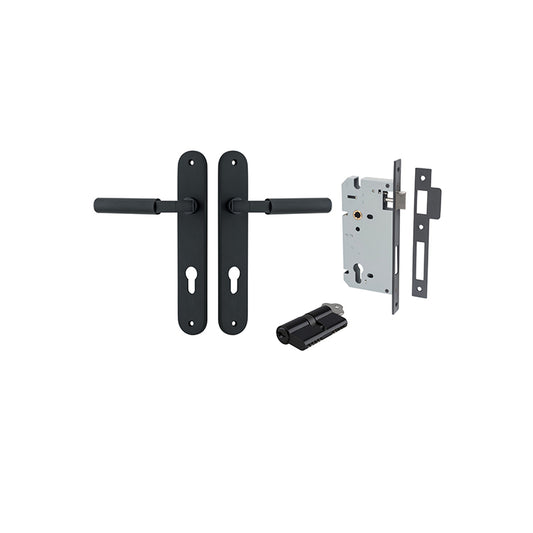 Iver Door Lever Brunswick Oval Matt Black Key / Key Entrance Kit