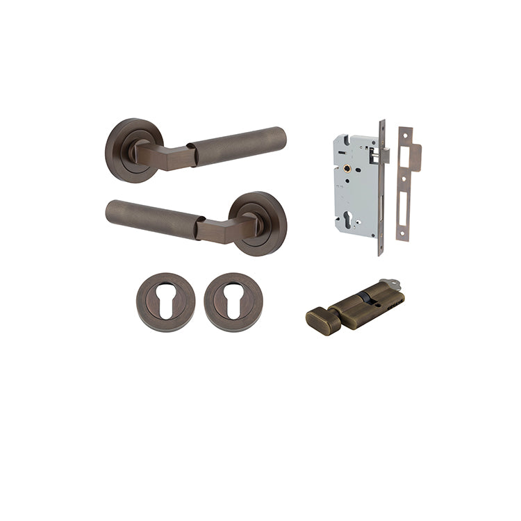 Iver Door Lever Brunswick Rose Round Signature Brass Key / Thumb Entrance Kit