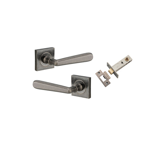 Iver Door Lever Copenhagen Rose Square Distressed Nickel Passage Kit