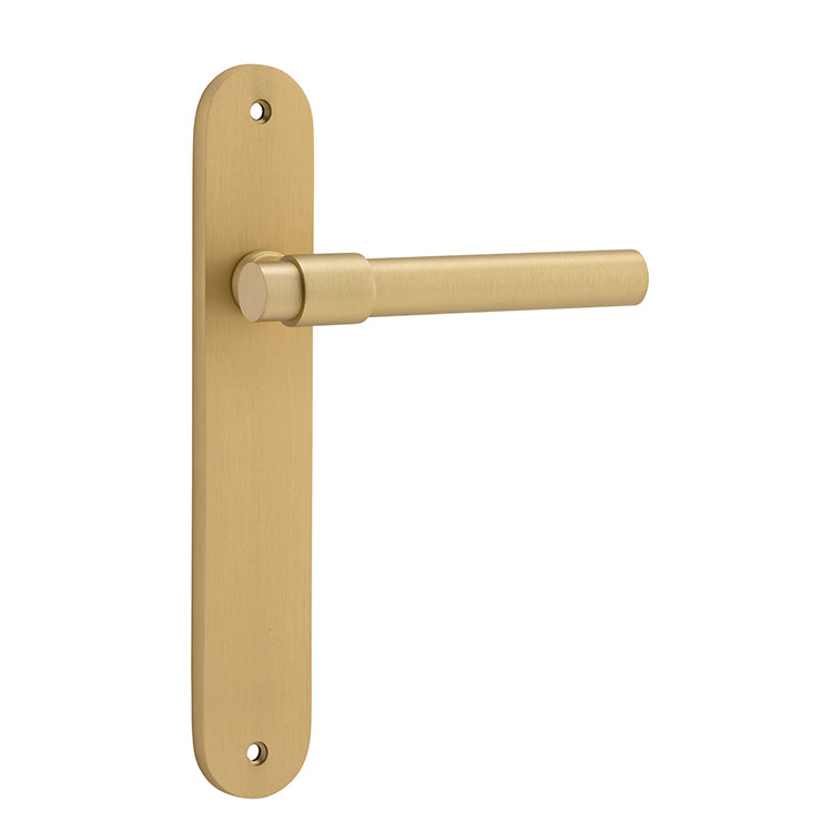 Iver Door Lever Helsinki Oval Latch Pair Brushed Gold PVD L137xP58mm BPH240xW40mm