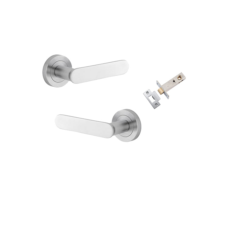 Iver Door Lever Bronte Rose Round Brushed Chrome Passage Kit