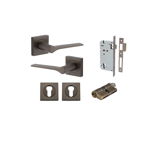 Iver Door Lever Como Rose Square Signature Brass Key / Key Entrance Kit