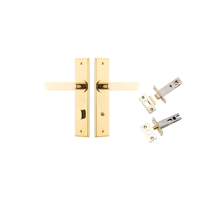 Iver Door Lever Bronte Chamfered Polished Brass Privacy Kit