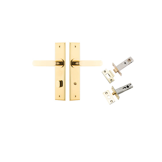 Iver Door Lever Bronte Chamfered Polished Brass Privacy Kit