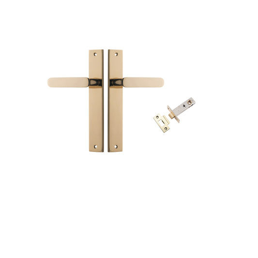 Iver Door Lever Bronte Rectangular Polished Brass Passage Kit