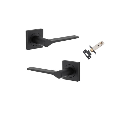 Iver Door Lever Como Rose Square Matt Black Passage Kit