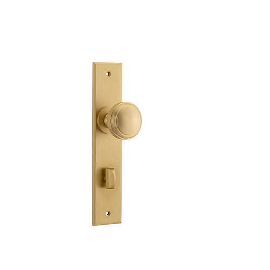 Iver Door Knob Paddington Chamfered Privacy Pair Brushed Brass CTC85mm D55xP63mm BPH240xW50mm