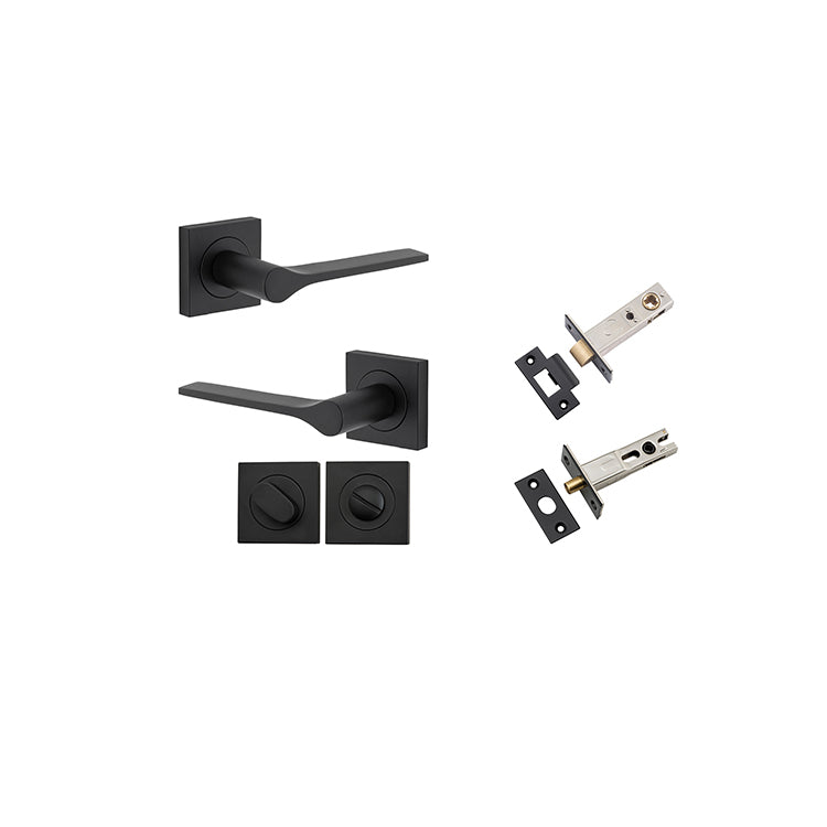 Iver Door Lever Como Rose Square Matt Black Privacy Kit