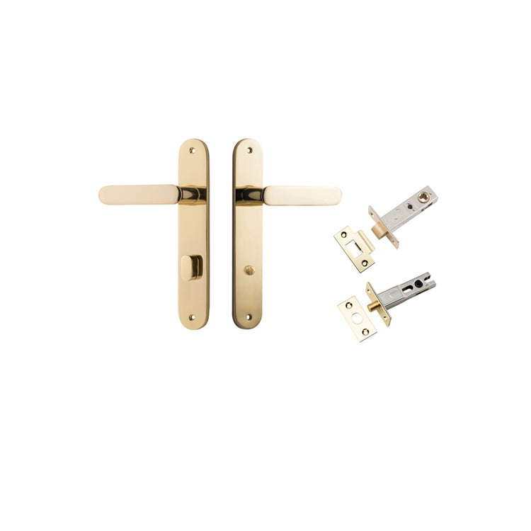 Iver Door Lever Bronte Oval Polished Brass Privacy Kit