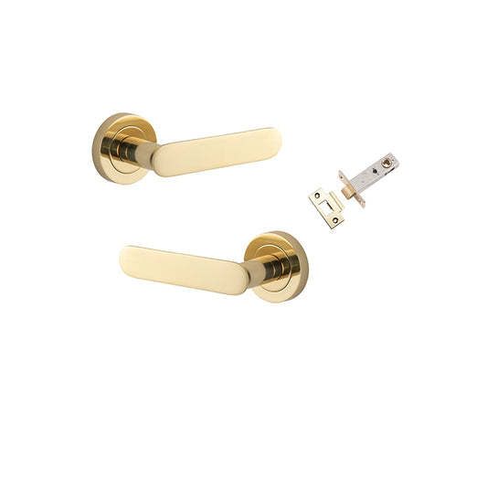 Iver Door Lever Bronte Rose Round Polished Brass Passage Kit