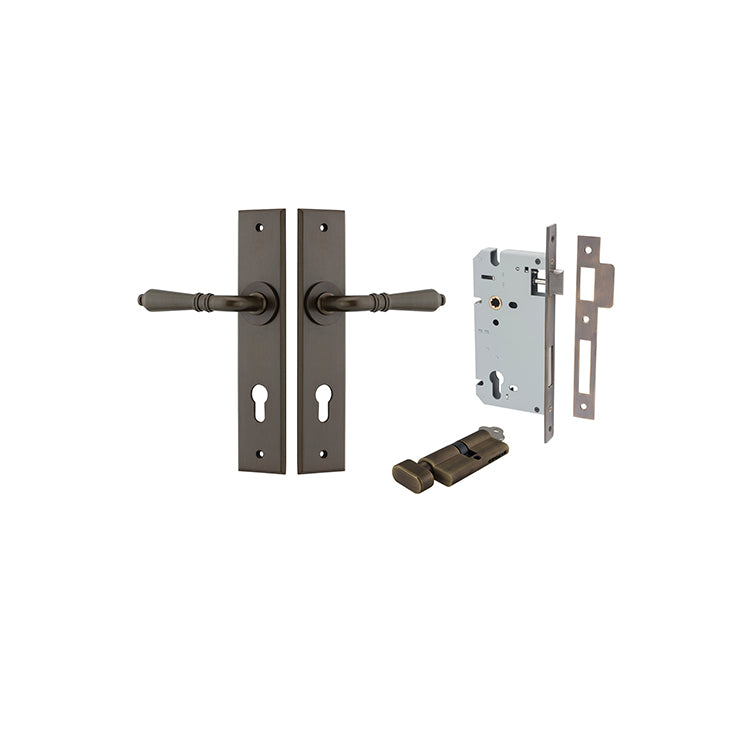 Iver Door Lever Sarlat Chamfered Signature Brass Key / Thumb Entrance Kit