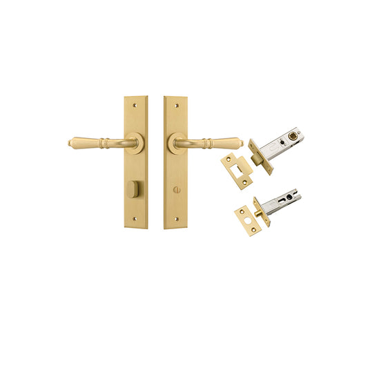 Iver Door Lever Sarlat Chamfered Brushed Gold PVD Privacy Kit