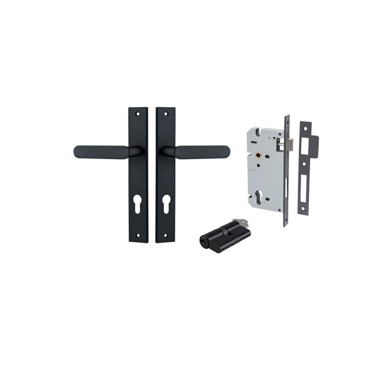 Iver Door Lever Bronte Rectangular Matt Black Key / Key Entrance Kit