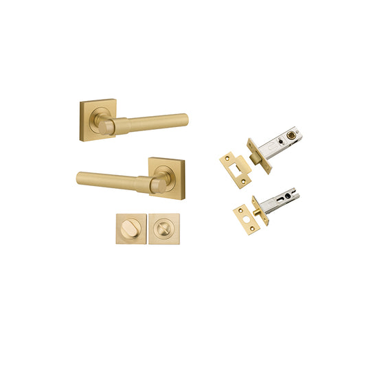 Iver Door Lever Helsinki Rose Square Brushed Gold PVD Privacy Kit