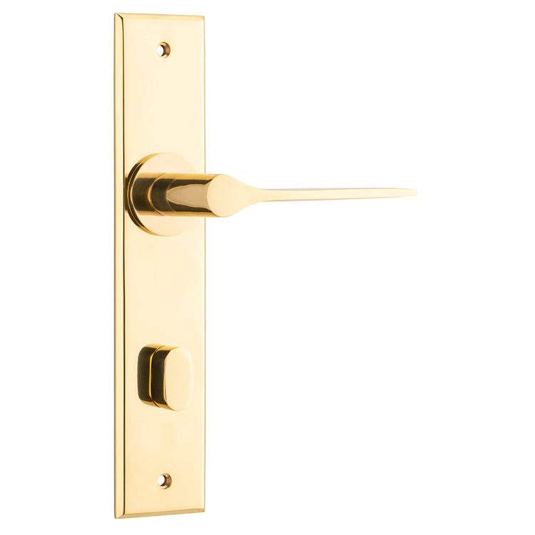 Iver Door Lever Como Chamfered Privacy Pair Polished Brass CTC85mm L119xP61mm BPH240xW50mm