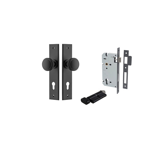 Iver Door Knob Paddington Chamfered Matt Black Key / Thumb Entrance Kit